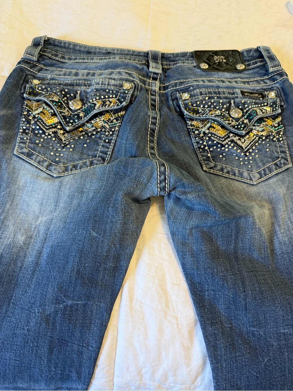 Miss Me Y2K Bling Rhinestone Bootcut Jeans 29 Low Rise  Western Glam McBling - Picture 14 of 15